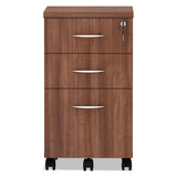 Alera Valencia Series Mobile Box-box-file Pedestal, 15.88w X 20.5d X 28.38h, Modern Walnut