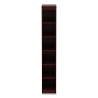 Alera Valencia Series Narrow Profile Bookcase, Six-shelf, 11.81w X 11.81d X 71.73h, Mahogany