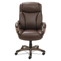 Alera Veon Series Executive High-back Leather Chair, Supports Up To 275 Lbs., Brown Seat-brown Back, Bronze Base