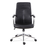 Workspace By Alera Leather Task Chair, Supports Up To 275 Lb, 18.19" To 21.93" Seat Height, Black Seat, Black Back