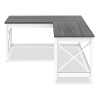 Workspace By Alera L-shaped Farmhouse Desk, 58.27" X 58.27" X 29.53", Gray-white