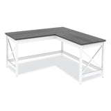 Workspace By Alera L-shaped Farmhouse Desk, 58.27" X 58.27" X 29.53", Gray-white