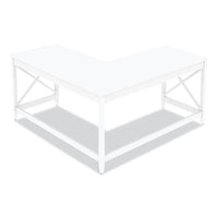 Workspace By Alera L-shaped Farmhouse Desk, 58.27" X 58.27" X 29.53", White