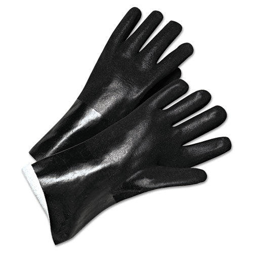 Pvc-coated Jersey-lined Gloves, 14 In. Long, Black, Men's