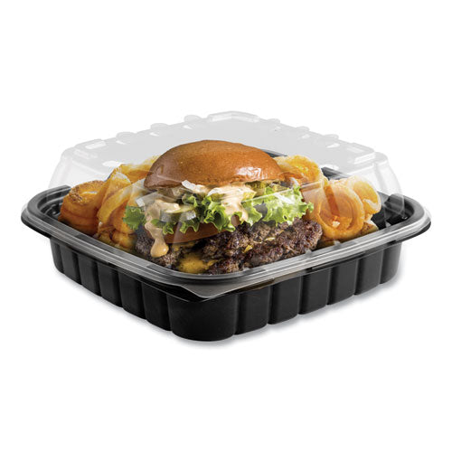 Crisp Foods Technologies Containers, 33 Oz, 8.46 X 8.46 X 3.16, 1 Compartment, Clear-black, 180-carton