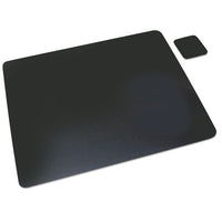 Leather Desk Pad W-coaster, 20 X 36, Black
