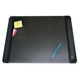 Executive Desk Pad With Antimicrobial Protection, Leather-like Side Panels, 24 X 19, Black