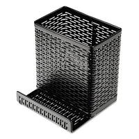 Urban Collection Punched Metal Pencil Cup-cell Phone Stand, 3 1-2 X 3 1-2, Black