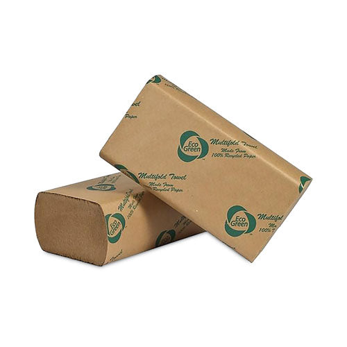 Recycled Multifold Paper Towels, 1-ply, 9.5 X 9.5, Natural Kraft, 250-pack, 16 Packs-carton