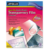 Quick-dry Color Inkjet Transparency Film, Letter, Clear, 50-box