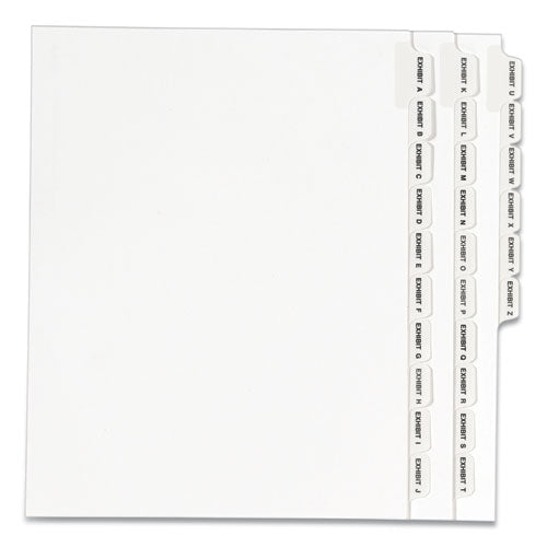 Preprinted Legal Exhibit Side Tab Index Dividers, Avery Style, 26-tab, Exhibit A - Exhibit Z, 11 X 8.5, White, 1 Set, (1370)