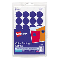Printable Self-adhesive Removable Color-coding Labels, 0.75" Dia., Dark Blue, 24-sheet, 42 Sheets-pack, (5469)