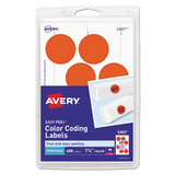 Printable Self-adhesive Removable Color-coding Labels, 1.25" Dia., Neon Red, 8-sheet, 50 Sheets-pack, (5497)