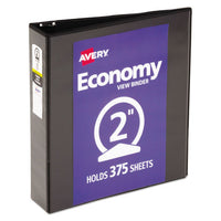 Economy View Binder With Round Rings , 3 Rings, 2" Capacity, 11 X 8.5, Black, (5730)