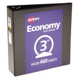 Economy View Binder With Round Rings , 3 Rings, 3" Capacity, 11 X 8.5, Black, (5740)