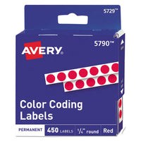 Handwrite-only Self-adhesive Removable Round Color-coding Labels In Dispensers, 0.25" Dia., Red, 450-roll, (5790)