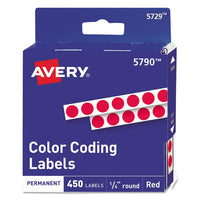 Handwrite-only Self-adhesive Removable Round Color-coding Labels In Dispensers, 0.25" Dia., Red, 450-roll, (5790)