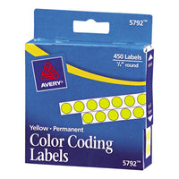 Handwrite-only Permanent Self-adhesive Round Color-coding Labels In Dispensers, 0.25" Dia., Yellow, 450-roll, (5792)