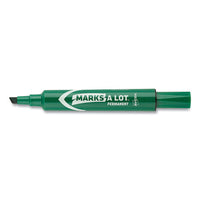 Marks A Lot Regular Desk-style Permanent Marker, Broad Chisel Tip, Green, Dozen, (7885)
