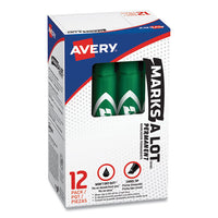 Marks A Lot Regular Desk-style Permanent Marker, Broad Chisel Tip, Green, Dozen, (7885)