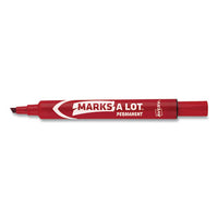 Marks A Lot Regular Desk-style Permanent Marker, Broad Chisel Tip, Red, Dozen, (7887)