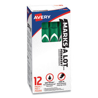 Marks A Lot Large Desk-style Permanent Marker, Broad Chisel Tip, Green, Dozen, (8885)