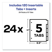 Insertable Big Tab Dividers, 5-tab, Letter, 24 Sets