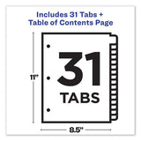 Customizable Toc Ready Index Black And White Dividers, 31-tab, Letter