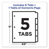 Customizable Toc Ready Index Black And White Dividers, 5-tab, Letter