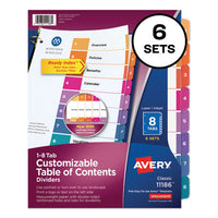 Customizable Toc Ready Index Multicolor Dividers, 8-tab, Letter, 6 Sets