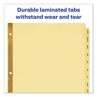 Preprinted Laminated Tab Dividers W-gold Reinforced Binding Edge, 12-tab, Letter