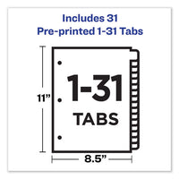 Preprinted Laminated Tab Dividers W-gold Reinforced Binding Edge, 31-tab, Letter