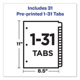 Preprinted Laminated Tab Dividers W-gold Reinforced Binding Edge, 31-tab, Letter