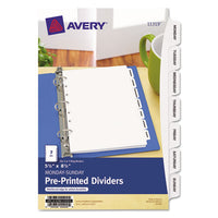 Preprinted Tab Dividers, 12-tab, 8.5 X 5 1-2