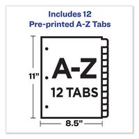 Durable Preprinted Plastic Tab Dividers, 12-tab, A To Z, 11 X 8.5, Assorted, 1 Set