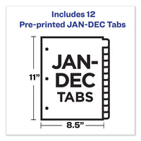 Durable Preprinted Plastic Tab Dividers, 12-tab, Jan. To Dec., 11 X 8.5, Assorted, 1 Set