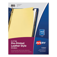 Preprinted Black Leather Tab Dividers W-gold Reinforced Edge, 25-tab, Ltr