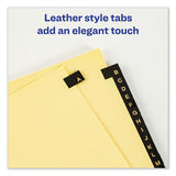 Preprinted Black Leather Tab Dividers W-gold Reinforced Edge, 25-tab, Ltr