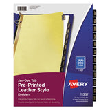 Preprinted Black Leather Tab Dividers W-gold Reinforced Edge, 25-tab, Ltr