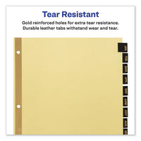 Preprinted Black Leather Tab Dividers W-gold Reinforced Edge, 12-tab, Ltr