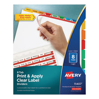 Print And Apply Index Maker Clear Label Dividers, 8 Color Tabs, Letter