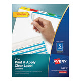 Print And Apply Index Maker Clear Label Dividers, 5 Color Tabs, Letter, 25 Sets