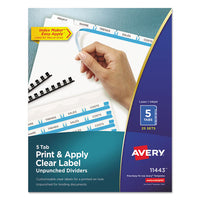 Print And Apply Index Maker Clear Label Unpunched Dividers, 5tab, Letter, 5 Sets