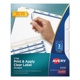 Print And Apply Index Maker Clear Label Dividers, 3 White Tabs, Letter, 5 Sets