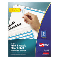 Print And Apply Index Maker Clear Label Unpunched Dividers, 3-tab, Ltr, 25 Sets