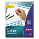 Print And Apply Index Maker Clear Label Unpunched Dividers, 3-tab, Ltr, 25 Sets