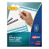 Print And Apply Index Maker Clear Label Unpunched Dividers, 5-tab, Ltr, 25 Sets