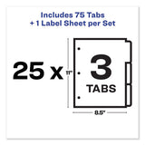 Print And Apply Index Maker Clear Label Dividers, 3 White Tabs, Letter, 25 Sets