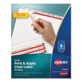 Print And Apply Index Maker Clear Label Dividers, 8 White Tabs, Letter, 25 Sets