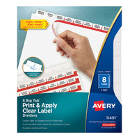 Print And Apply Index Maker Clear Label Dividers, 8 White Tabs, Letter